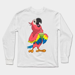 Parrot & Coconut with Drinking straw Long Sleeve T-Shirt